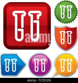 Vector illustration. Set shiny icon series on buttons. Laboratory. Stock Vector