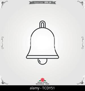 Bell Icon in trendy flat style isolated on grey background. Notification symbol for your web site design, logo, app, UI. Stock Vector