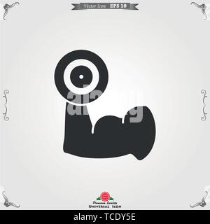 Biceps icon, muscle strength or power vector icon for exercise apps and websites Stock Vector