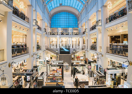 Saint Petersburg, Russia - May 16, 2019 - interiors of DLT, one of the oldest shopping malls on the city Stock Photo