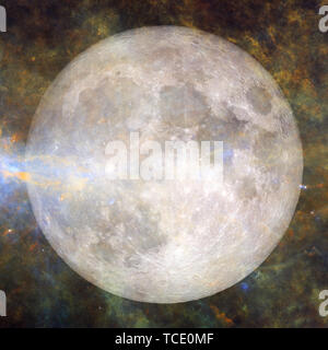 Fantastic view of moon. Solar system. Billions of galaxies in the universe. Elements of this image furnished by NASA Stock Photo