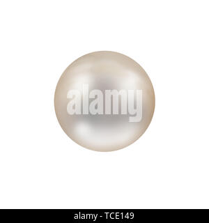 Shimmering beautiful white natural nacreous pearl isolated on white background Stock Photo