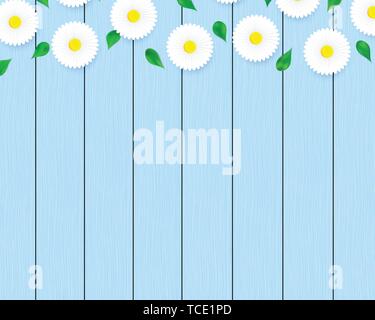 Floral blue wood planks. Stock Vector