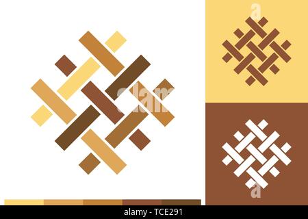 Vector Logo, Icon or Sign with Flooring, Parquet, Laminate, Tiles, Carpentry, Timber Elements in Natural Colors for Business, Company Branding Design. Stock Vector