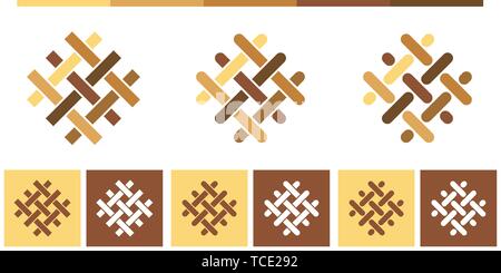 Vector Logo, Icon or Sign Bundle Set with Flooring, Parquet, Laminate, Tiles, Carpentry, Furniture Elements in Wood Colors for Business, Company Brand Stock Vector