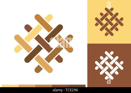 Vector Logo, Icon or Sign with Floor, Parquet, Laminate, Tiles, Furnishing, Timber Elements in Natural Colors for Business, Company Branding Design. Stock Vector