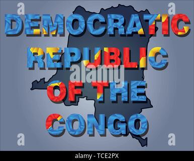 Map of Democratic Republic of the Congo black thick outline highlighted ...