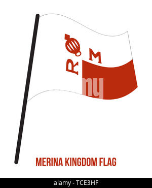 Merina Kingdom (1540-1897) Flag Waving Vector Illustration on White Background. Kingdom of Imerina or Kingdom of Madagascar. Stock Photo