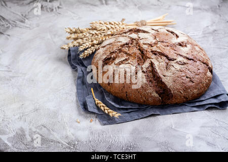 Fresh round sourdough bread Stock Photo