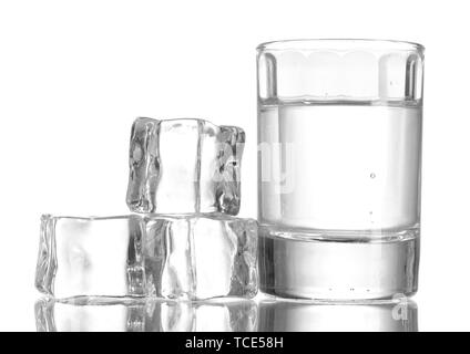 glass of vodka with ice isolaled on white Stock Photo