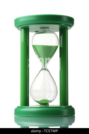 green hourglass isolated on white Stock Photo