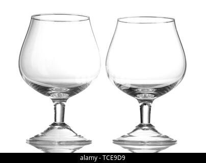 Two empty glasses isolated on white Stock Photo