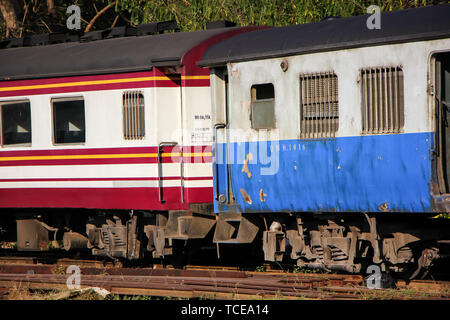 Chiangmai, Thailand - January 23 2013: Passenger Car For Train no.52 to Bangkok from Chiangmai. Photo at Chiangmai railway station. Stock Photo