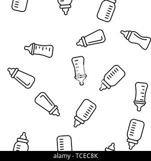 Seamless pattern with baby feeding bottles, cans with infant formula,  measuring spoons. Great for baby food package design, wrapping papers,  covers. Doodle style illustration, 26368177 Vector Art at Vecteezy