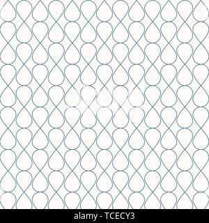 Abstract seamless geometric blue lines pattern ornament stylish background. Grid with curly cells stripe tile texture mesh of drops. Vector illustrati Stock Vector