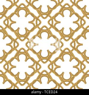Rope Seamless Pattern on White Background. Rope Texture Stock Vector