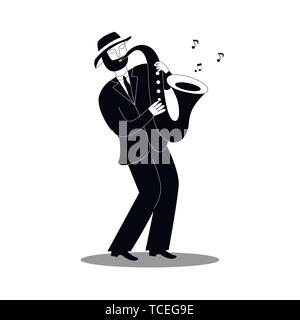 Jazz saxophone player. International jazz day and World Jazz festival. Vector illustration. Stock Vector