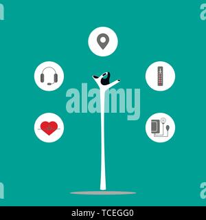 Navigation cane with gps. Walking stick. Vector illustration. Stock Vector