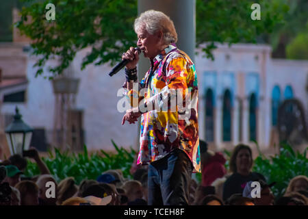 Orlando, Florida. March 26, 2019. Russell Hitchcock  from air supply, singing beautiful melody at Epcot in Walt Disney World (28) Stock Photo