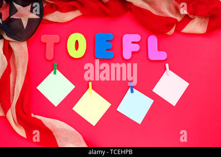 TOEFL exam. English Language Concept. Test of English as a Foreign Language. Study English concept Stock Photo