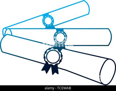 graduation school certificate rolls medals Stock Vector