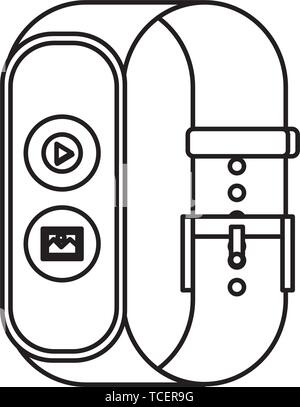 smartwatch with media player button and picture file Stock Vector