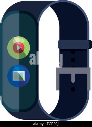 smartwatch with media player button and picture file Stock Vector