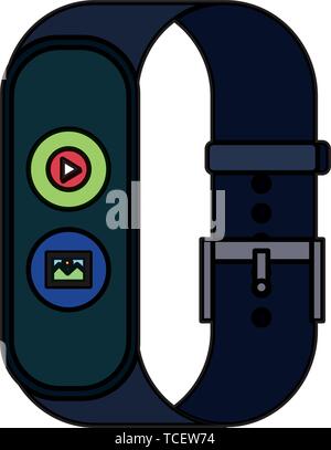 smartwatch with media player button and picture file Stock Vector