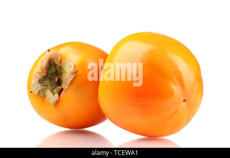 Two appetizing persimmons isolated on white Stock Photo