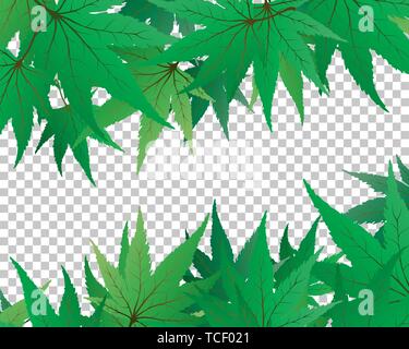 Backgroundframe from maple leaves with transparency grid on back. Vector Illustration. Stock Vector