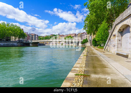 View of the Saone river, in Lyon, France Stock Photo