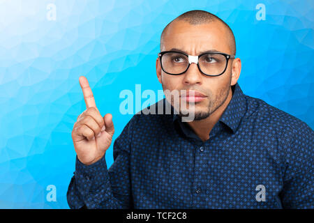 Nerdy man with a funny face Stock Photo