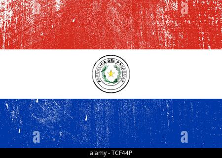 grunge styled flag of Paraguay . Template for your design . Template for your design Stock Vector