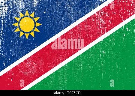 grunge styled flag of Namibia . Template for your design . Template for your design Stock Vector