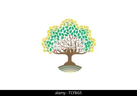 Green Creative Oak Tree Logo Design Symbol Illustration Stock Vector