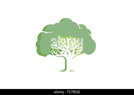 Green Creative Oak Tree Logo Design Symbol Illustration Stock Vector ...