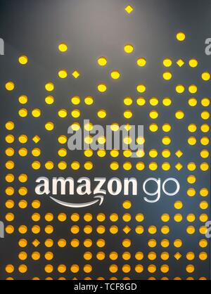 Amazon Go store, American automated supermarket chain, cashless supermarket, Seattle, Washington, USA, North America Stock Photo