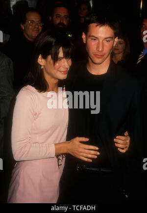 Keanu Reeves and Sandra Bullock attend the Los Angeles Premiere of 