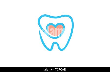 Creative Teeth Heart Inside Logo Design Vector Symbol Illustration Stock Vector