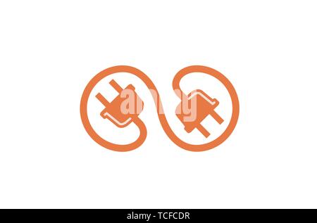 Creative Infinity Cable Plug Energy Logo Design Symbol Illustration Stock Vector