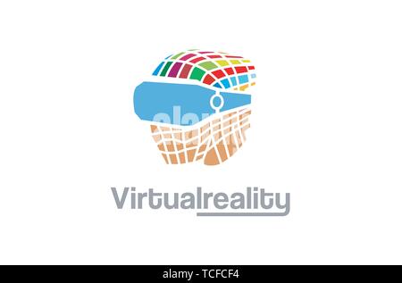 Creative Colorful Helmet Head Digital Movies Video Watch Logo Design Colorful Symbol Illustration Stock Vector
