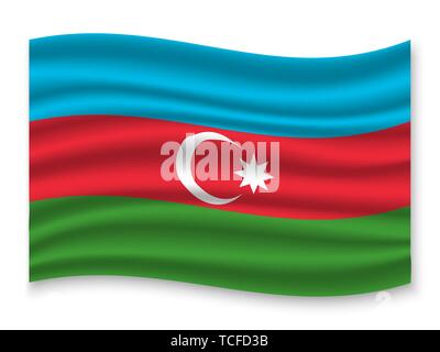 3D Waving Flag of Azerbaijan . Template for your design Stock Vector