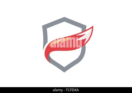 Creative Abstract Fox Tail Shield Protection Security Logo Design Symbol Illustration Stock Vector
