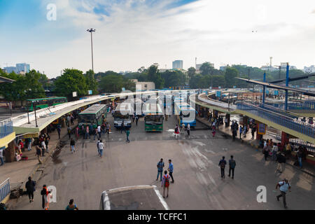BANGALORE INDIA June 3, 2019:Buses in the Kempegowda Bus Station known as Majestic during morning time traffic congestion
