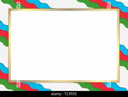 Border made with Azerbaijan national colors. Template elements for your certificate and diploma. Horizontal orientation. Vector Stock Vector