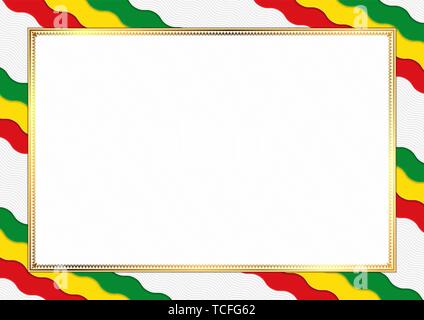 Border made with Ethiopia national colors. Template elements for your certificate and diploma. Horizontal orientation. Vector Stock Vector