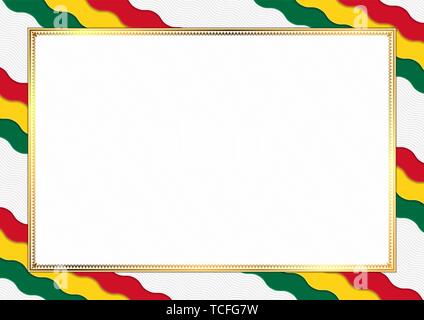 Border made with Ghana national colors. Template elements for your certificate and diploma. Horizontal orientation. Vector Stock Vector