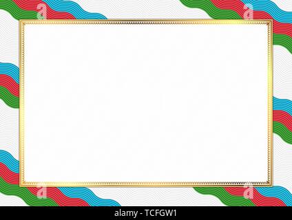 Border made with Azerbaijan national colors. Template elements for your certificate and diploma. Horizontal orientation. Vector Stock Vector