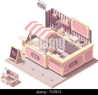 Vector isometric ice cream kiosk Stock Vector