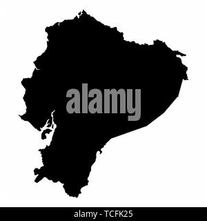 Ecuador map dark silhouette isolated on white background Stock Vector